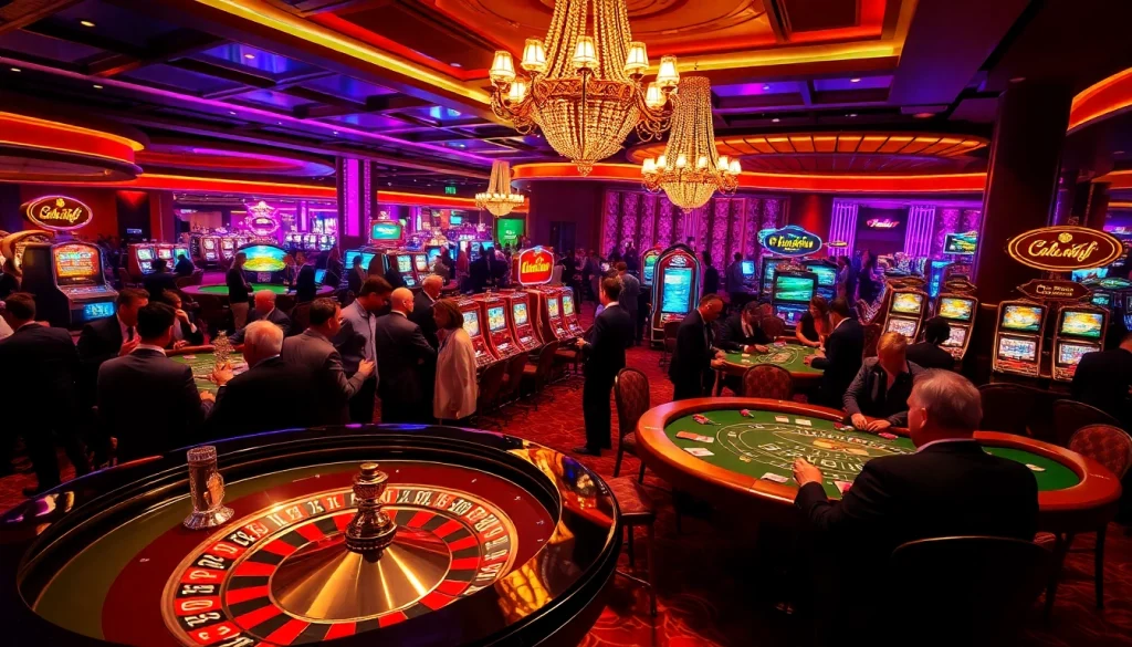 A lively casino scene demonstrating Chính sách bảo mật in a safe gambling environment with players at a roulette wheel.