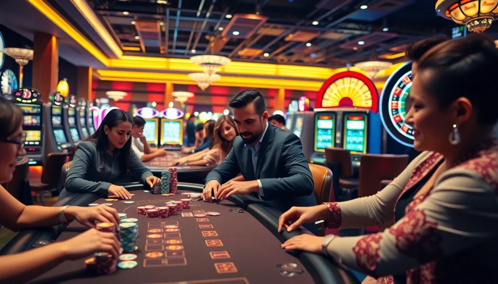 Experience the thrill of gacor123 at a lively poker table with colorful chips and excited players.